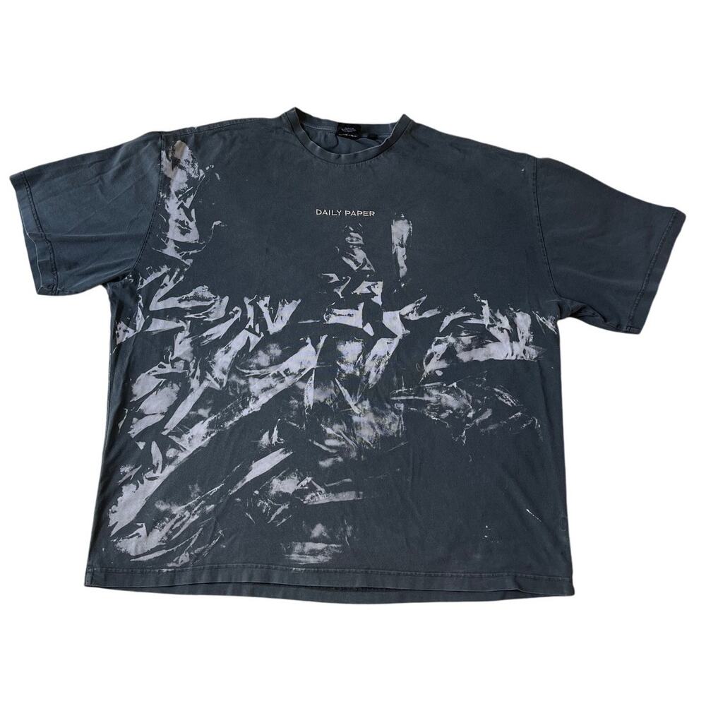 Daily Paper Black Acid Wash Embroidered Streetwear T-Shirt